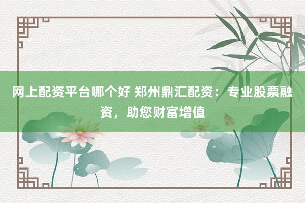 网上配资平台哪个好 郑州鼎汇配资：专业股票融资，助您财富增值
