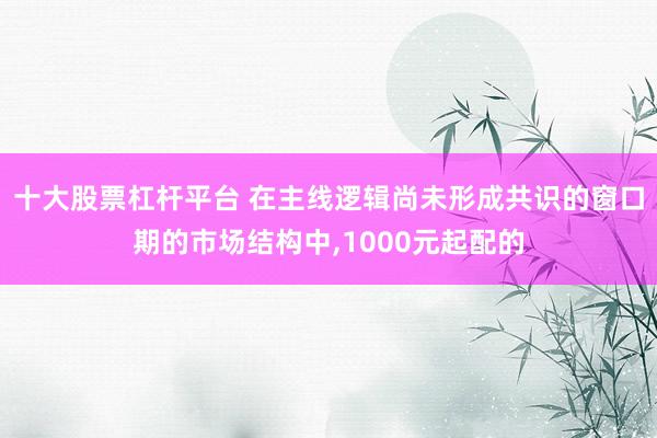 十大股票杠杆平台 在主线逻辑尚未形成共识的窗口期的市场结构中,1000元起配的